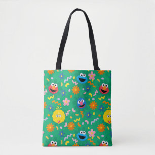 Bolso De Tela Patrón floral verde de Plaza Sésamo