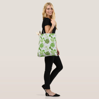 Bolso De Tela Patrón floral verde tropical en tote