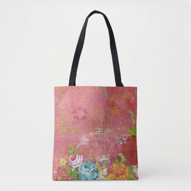 Bolso De Tela patrón floral vintage (Anverso)