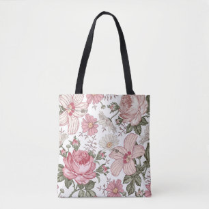 Bolso De Tela Patrón floral vintage con rosas