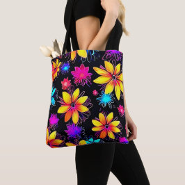 Bolso De Tela Patrón floral Vivid Neon