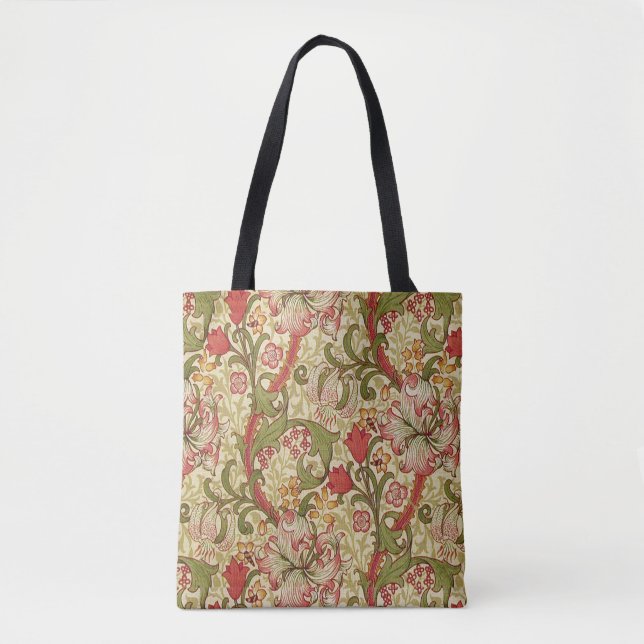 Bolso De Tela Patrón floral William Morris Golden Lily (Anverso)