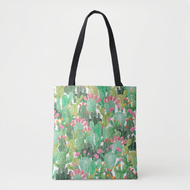 Bolso De Tela Patrón fluido de cactus (Anverso)