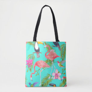 Bolso De Tela Patrón fluvial tropical de aves acuáticas sin so