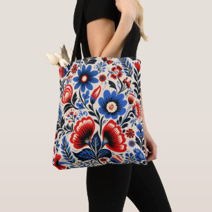 Bolso De Tela Patrón folclórico de flores coloridas