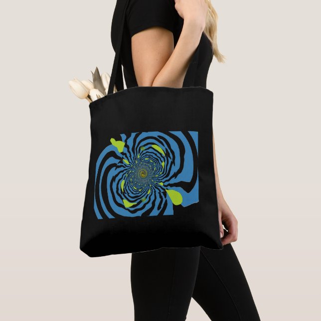 Bolso De Tela Patrón fractal negro y azul moderno (Detalle)