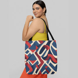 Bolso De Tela Patrón geométrico abstracto con formas superpuesta