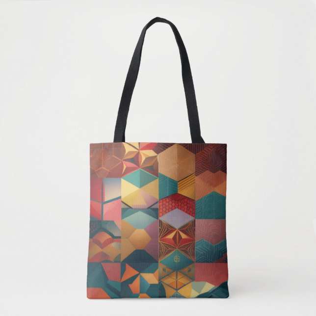 Bolso De Tela Patrón geométrico abstracto de hexágono (Anverso)