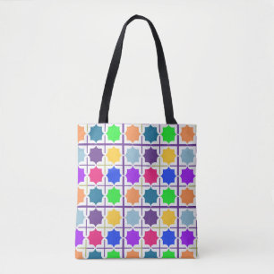 Bolso De Tela Patrón geométrico abstracto vívido en colores inte