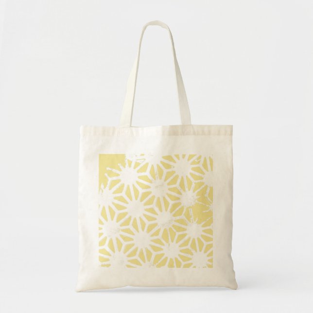 Bolso De Tela Patrón geométrico amarillo limón (Frente)