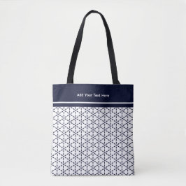 Bolso De Tela Patrón geométrico azul marino sobre blanco