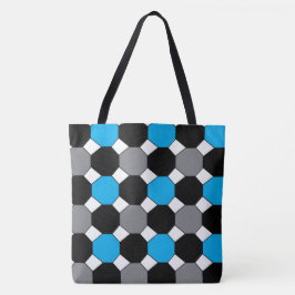 Bolso De Tela Patrón geométrico azul negro