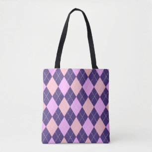 Bolso De Tela Patrón Geométrico Azul Púrpura Y2K