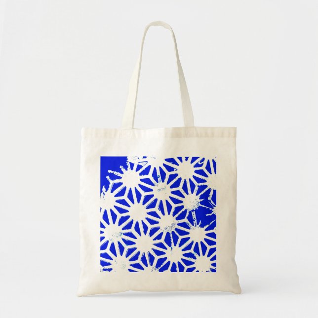 Bolso De Tela Patrón geométrico azul real (Frente)