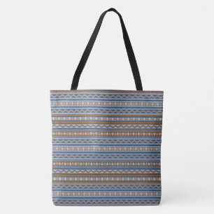Bolso De Tela Patrón geométrico azul y marrón de estilo suroeste