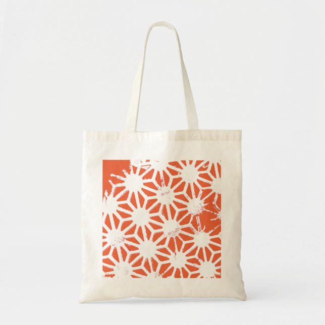 Bolso De Tela Patrón geométrico blanco y naranja (Frente)