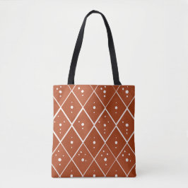 Bolso De Tela Patrón Geométrico Boho de Terracota Moderna