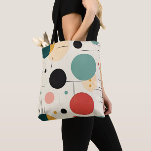 Bolso De Tela Patrón geométrico colorido de mediados de siglo