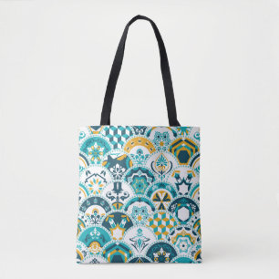 Bolso De Tela Patrón geométrico de azulejo de Lisboa, portugués