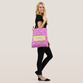 Bolso De Tela Patrón geométrico de bloque de píxeles rosa pastel