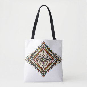 Bolso De Tela Patrón geométrico de bordado amazig marroquí   Tr