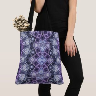 Bolso De Tela Patrón geométrico de caleidoscopio púrpura y azul