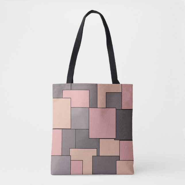 Bolso De Tela Patrón geométrico de color púrpura rosa (Anverso)