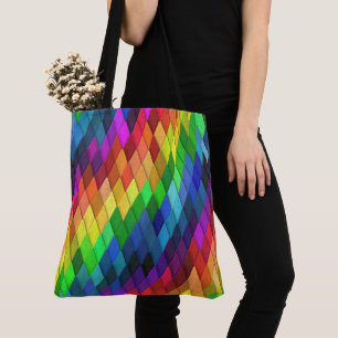 Bolso De Tela Patrón geométrico de diamante de arcoíris