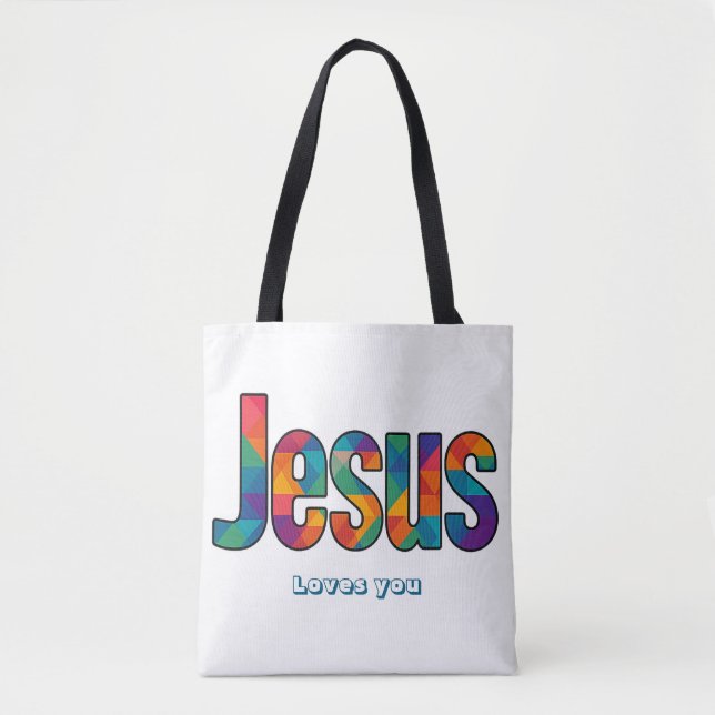 Bolso De Tela patrón geométrico de Jesús (Anverso)