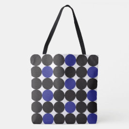 Bolso De Tela Patrón geométrico de puntos negros azul oscuro neg