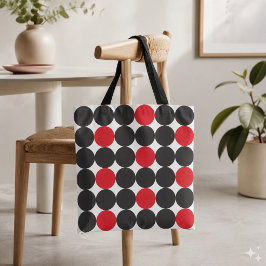 Bolso De Tela Patrón geométrico de puntos negros rojos en negrit