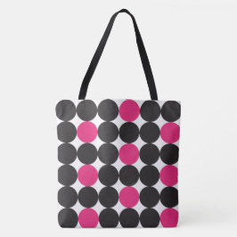 Bolso De Tela Patrón geométrico de puntos negros rosados negrita