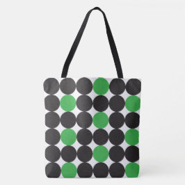 Bolso De Tela Patrón geométrico de puntos negros verdes negrita