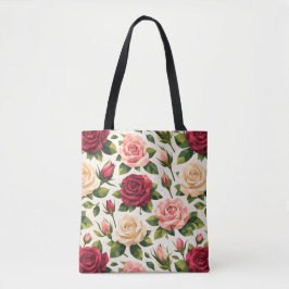 Bolso De Tela Patrón Geométrico de Rosa Adorable Rosa Roja Meloc