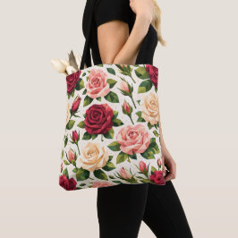 Bolso De Tela Patrón Geométrico de Rosa Adorable Rosa Roja Meloc