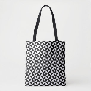 Bolso De Tela Patrón geométrico en blanco y negro