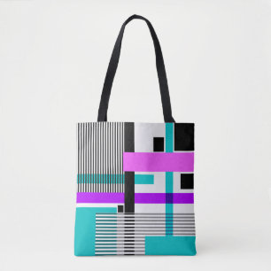 Bolso De Tela patrón geométrico en colores rayados y neones