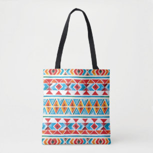 Bolso De Tela Patrón geométrico étnico acuarela.