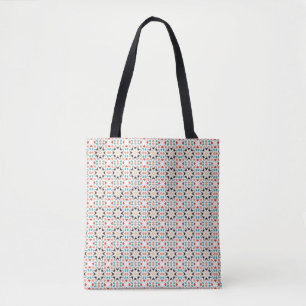 Bolso De Tela Patrón geométrico floral blanco negro