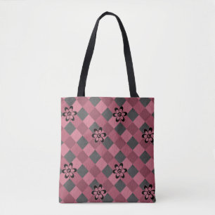 Bolso De Tela Patrón geométrico geométrico gris con flores
