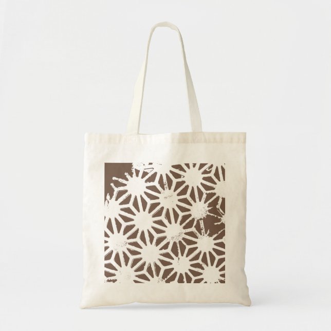 Bolso De Tela Patrón geométrico marrón y blanco (Frente)