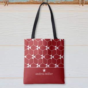 Bolso De Tela Patrón geométrico moderno con estrella Monograma