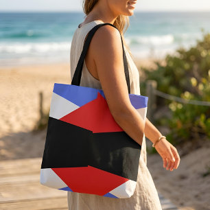 Bolso De Tela Patrón geométrico moderno de arlequín rojo azul y