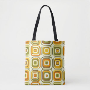 Bolso De Tela Patrón geométrico retro 70 en tonos cálidos