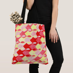 Bolso De Tela Patrón geométrico retro de diamantes rojo, rosa y 