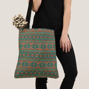 Bolso De Tela Patrón geométrico Verde azulado de cobre del suroe