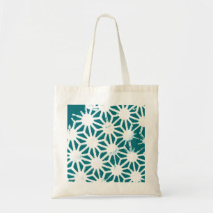 Bolso De Tela Patrón geométrico verde azulado y blanco