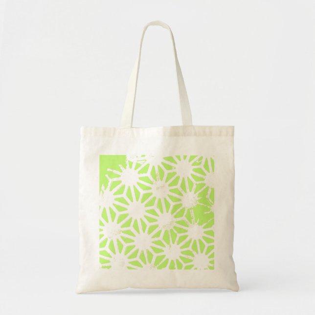 Bolso De Tela Patrón geométrico verde limón (Frente)