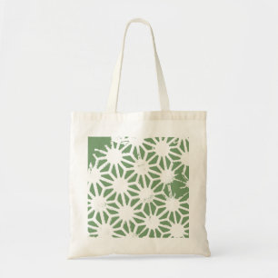 Bolso De Tela Patrón geométrico verde oliva y blanco