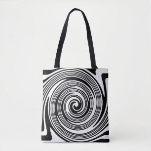 Bolso De Tela Patrón giratorio blanco y negro